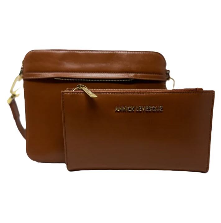 ANNICK LEVESQUE – SAC 2 en 1 AVEC PORTE CARTE DETACHABLE - COGNAC - KENNEDI – Image 2